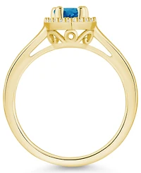 Macy's London Blue Topaz (1 ct. t.w.) and Diamond (1/5 Halo Ring 14K Yellow Gold