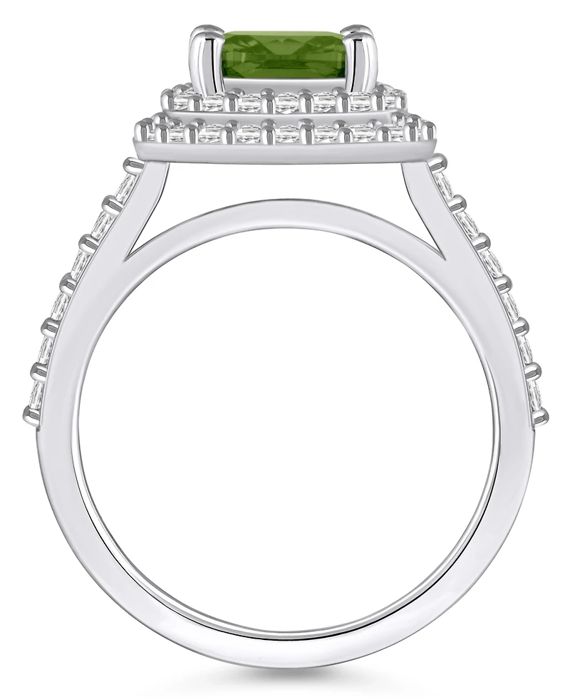 Macy's Peridot and Diamond Accent Halo Ring 14K White Gold