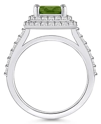 Macy's Peridot and Diamond Accent Halo Ring 14K White Gold