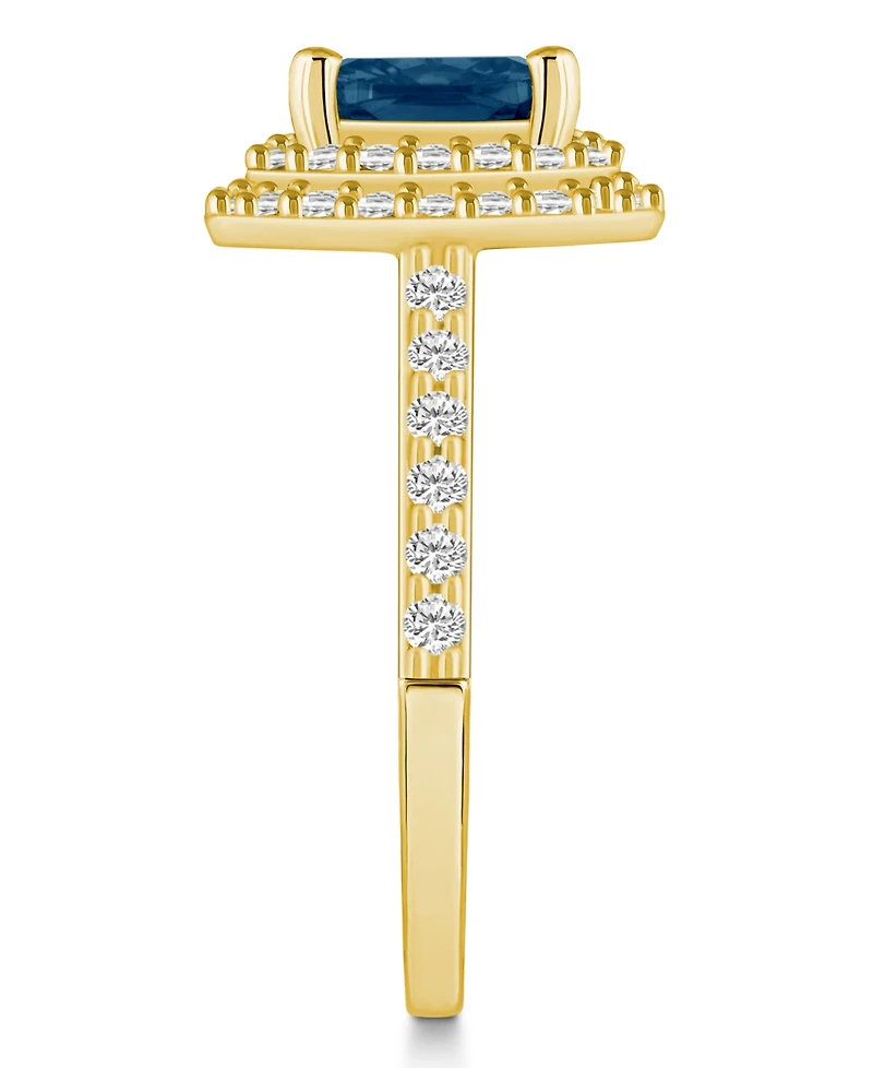 Macy's London Blue Topaz and Diamond Accent Halo Ring 14K Yellow Gold