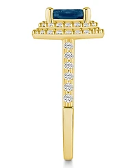 Macy's London Blue Topaz and Diamond Accent Halo Ring 14K Yellow Gold