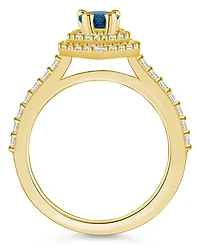 Macy's London Blue Topaz and Diamond Accent Halo Ring 14K Yellow Gold