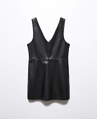Mango Women's Faux-Leather Pinafore Dress