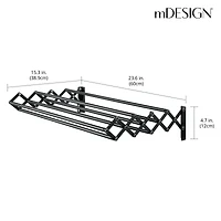 mDesign Steel Wall Mount Accordion Expandable Clothes Air Drying Rack - Black