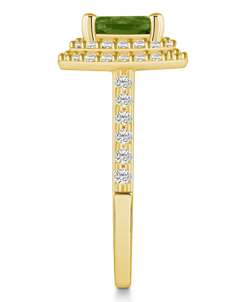 Macy's Peridot and Diamond Accent Halo Ring 14K Yellow Gold