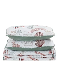 Closeout! Videri Home Holiday Writing Reversible 3-Piece Quilt Set, Full/Queen