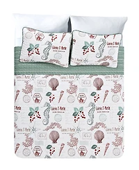 Closeout! Videri Home Holiday Writing Reversible 3-Piece Quilt Set, Full/Queen