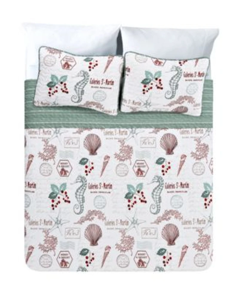 Videri Home Holiday Writing Reversible 3 Piece Quilt Sets