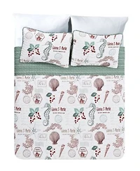 Videri Home Holiday Writing Reversible 3 Piece Quilt Sets