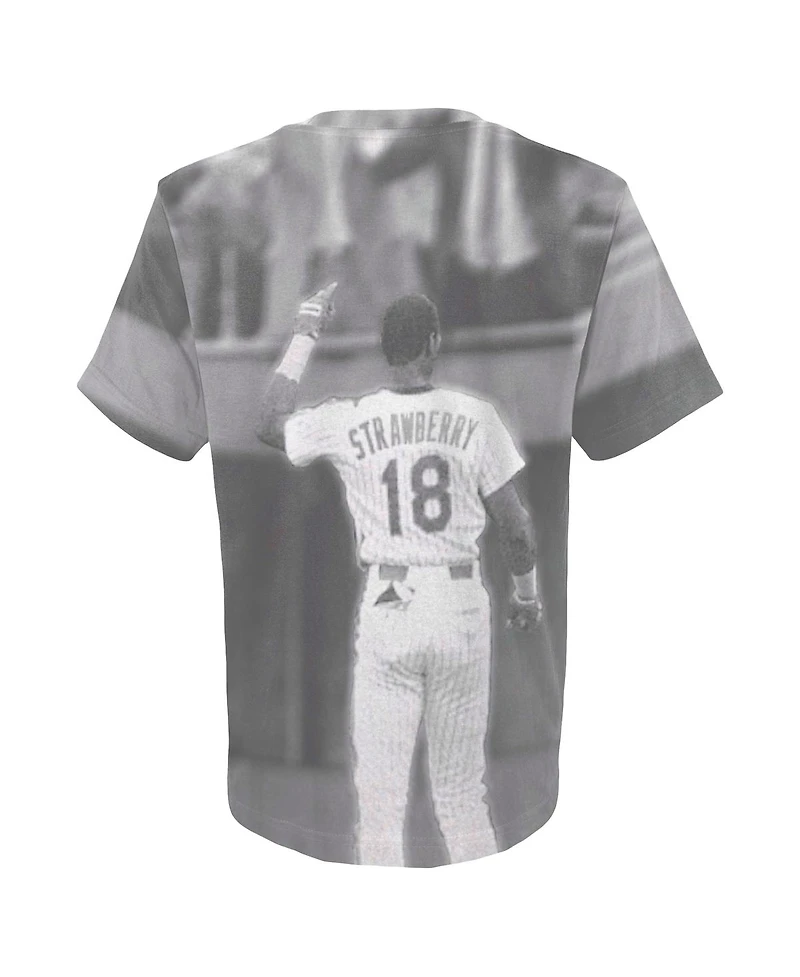 Big Boys Mitchell & Ness Darryl Strawberry White New York Mets Sublimated Player T-shirt