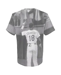Big Boys Mitchell & Ness Darryl Strawberry White New York Mets Sublimated Player T-shirt