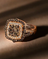 Le Vian Chocolate Diamond & Nude Halo Cluster Ring (1-1/2 ct. t.w.) 14K Rose Gold (Also Available White or Yellow Gold)