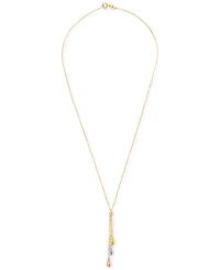 Tri-Gold Lariat Necklace in 14k Gold, White Gold and Rose Gold