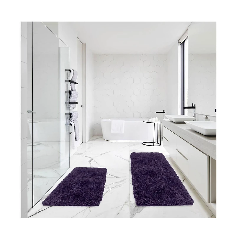 2 Piece Ultra Soft Non Slip Shaggy Bath Rug - Small & Medium