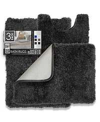 3 Piece Ultra Soft Non Slip Shaggy Bath Rug - Small, Medium & Contour