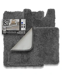 3 Piece Ultra Soft Non Slip Shaggy Bath Rug - Small, Medium & Contour
