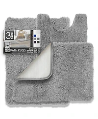 3 Piece Ultra Soft Non Slip Shaggy Bath Rug - Small, Medium & Contour