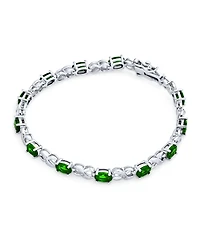 Bling Jewelry 9CT Cubic Zirconia Pink Oval Cz Romantic Love Knot Symbol Milgrain Infinity Tennis Bracelet Rose Plated