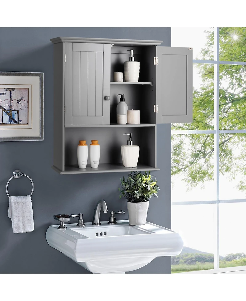 Wall Mount Bathroom Cabinet Storage Organizer Medicine with 2-Doors and 1- Shelf Cottage Collection