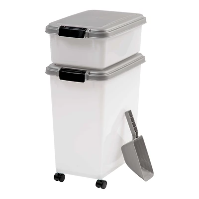 Iris 3-Piece 45 Qt WeatherPro Airtight Pet Food Storage Container Combo with Scoop