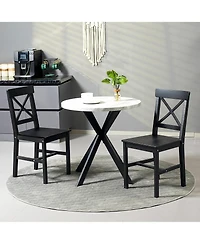 Homcom Wooden Farmhouse Dining Chairs Set of 2 with Cross Back,