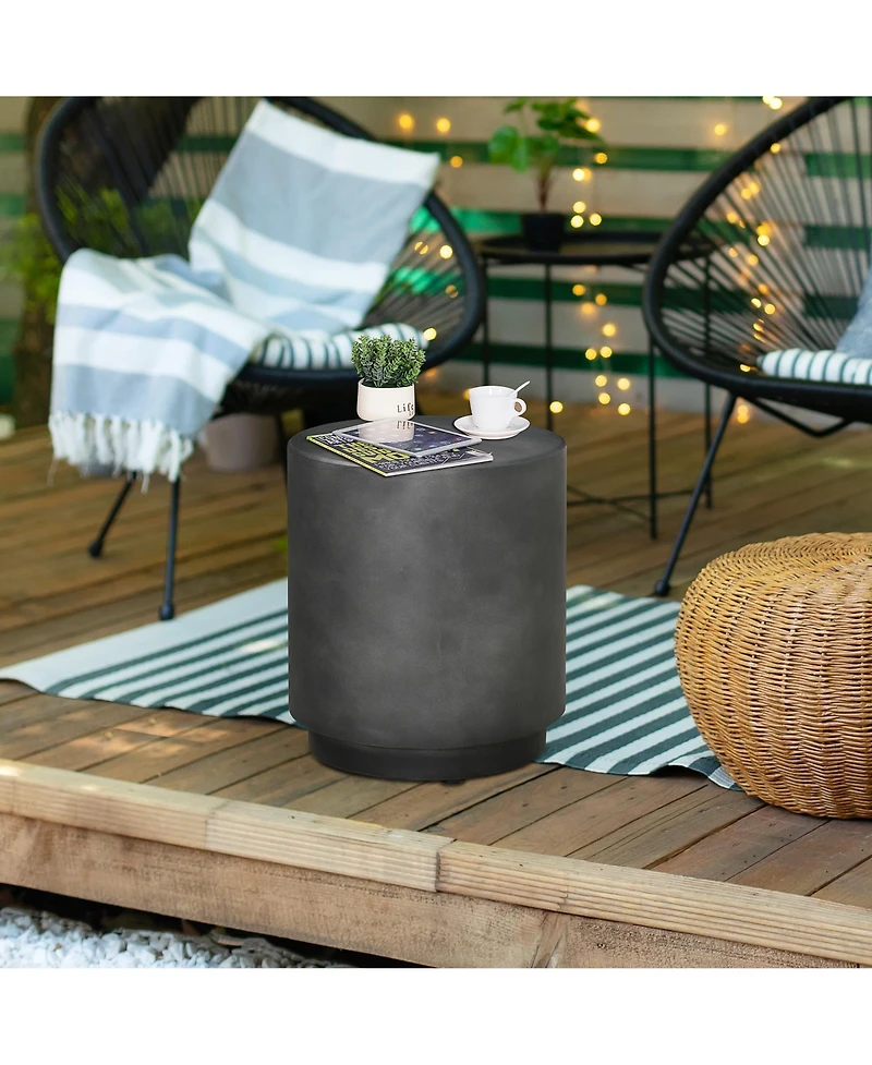 Homcom Lightweight Accent Table with Concrete Finish, Round Side Table with 4 Adjustable Feet for Indoor, Outdoor, Charcoal Grey