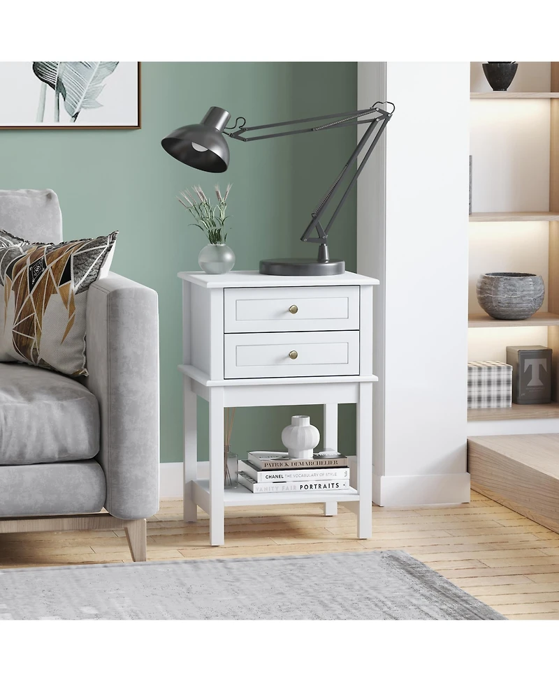 Homcom Modern Accent Side Table, End Table with Drawer and Shelf,