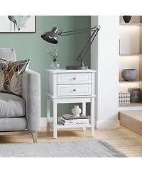 Homcom Modern Accent Side Table, End Table with Drawer and Shelf,