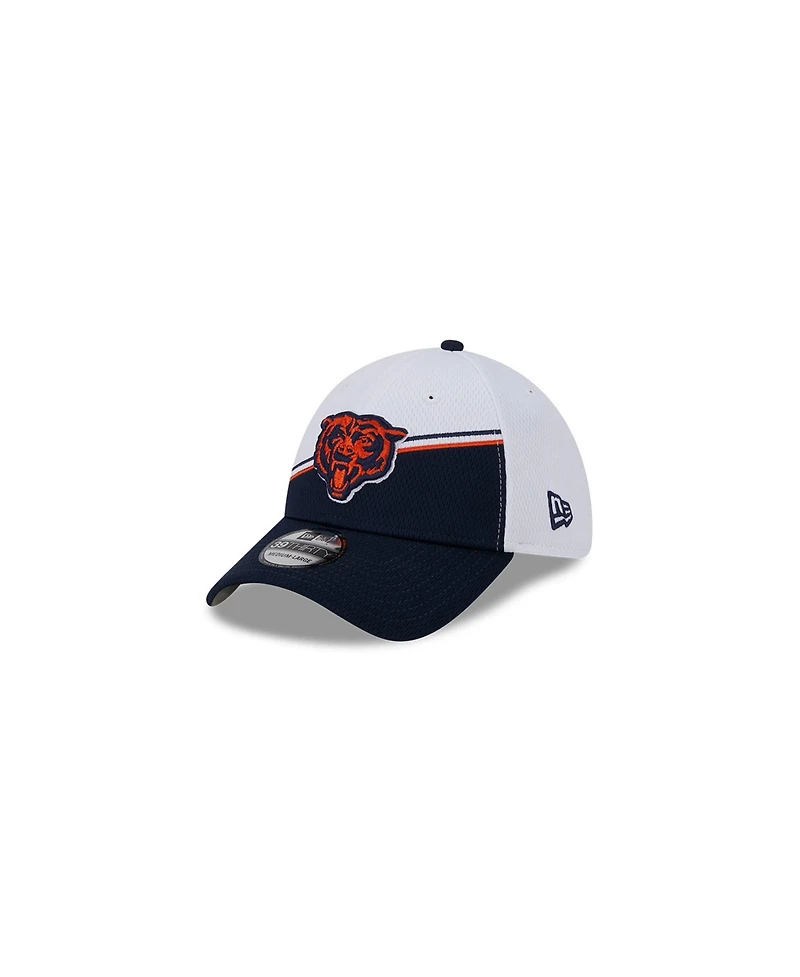 Men's New Era White, Navy Chicago Bears 2023 Nfl Sideline 39THIRTY Flex Hat