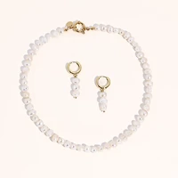 Joey Baby 18K Gold Plated Freshwater Pearls -Jackie Necklace & Jackie Earrings Set For Women