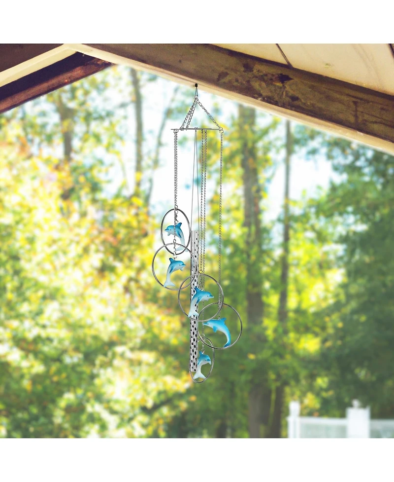 24" Long 5-Ring Polyresin Dolphin Wind Chime