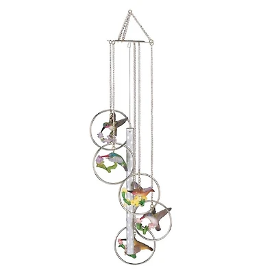 24" Long 5-Ring Polyresin Hummingbird Wind Chime