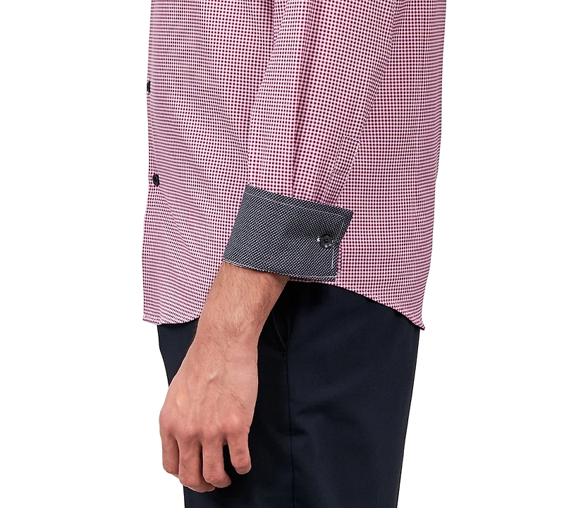 ConStruct Men's Slim Fit Gingham Performance Stretch Cooling Comfort Dress Shirt