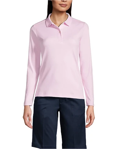 Lands' End Women's Long Sleeve Feminine Fit Interlock Polo Shirt