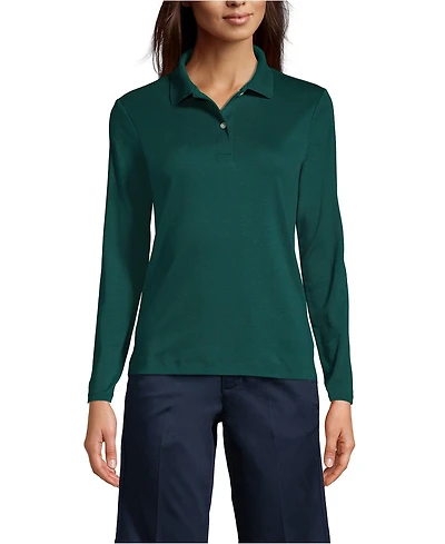 Lands' End Women's Long Sleeve Feminine Fit Interlock Polo Shirt
