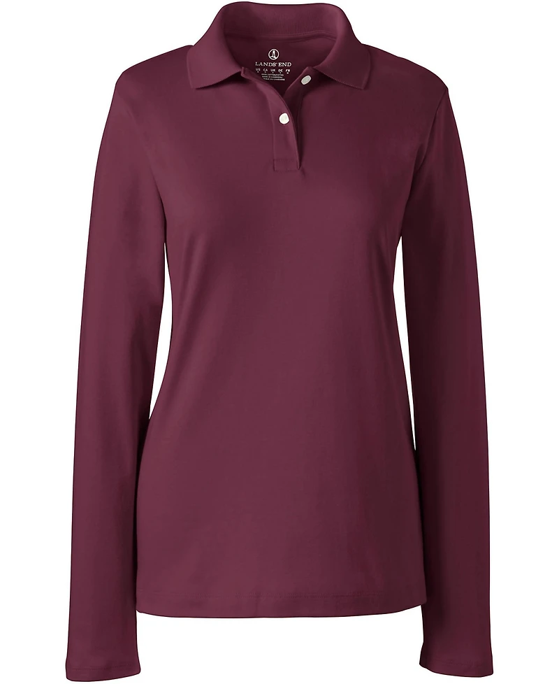 Lands' End Women's Long Sleeve Feminine Fit Interlock Polo Shirt