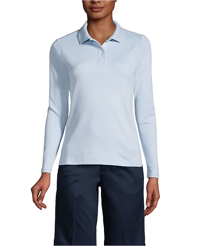 Lands' End Women's Long Sleeve Feminine Fit Interlock Polo Shirt