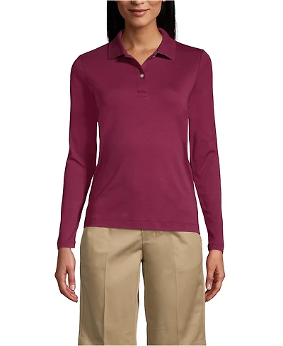 Lands' End Women's Long Sleeve Feminine Fit Interlock Polo Shirt