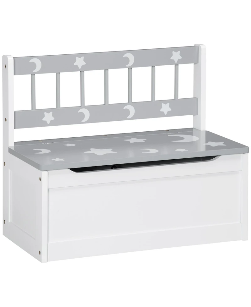 Qaba Toddler Toy Box Storage & Kids Storage Bench Seat, Large 27 L