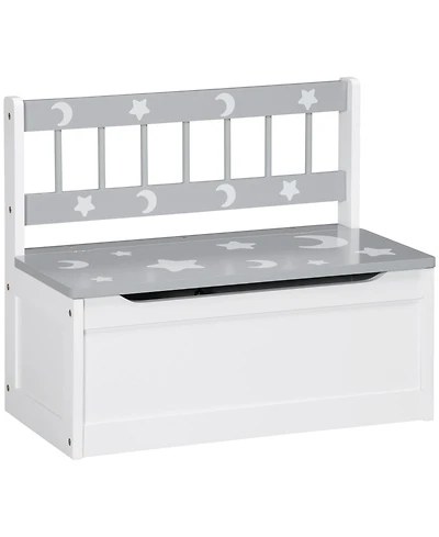 Qaba Toddler Toy Box Storage & Kids Storage Bench Seat, Large 27 L