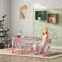 Qaba Kids Table and Chair Set with 4 Chairs, Adjustable Height,