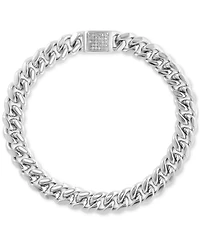 Effy Men's White Topaz Pave Curb Link Bracelet (1/3 ct. t.w.) in Sterling Silver