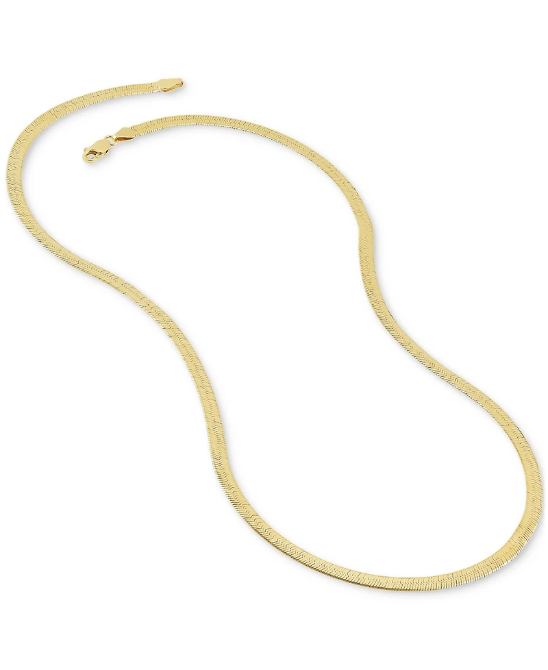 Polished & Beveled Herringbone Link 22" Chain Necklace in 18k Gold-Plated Sterling Silver & Sterling Silver