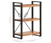 3-Tier Bookcase 23.6"x11.8"x31.5" Solid Acacia Wood