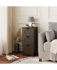 Bathroom Floor Cabinet Freestanding Storage Organizer w/ 3 Drawers