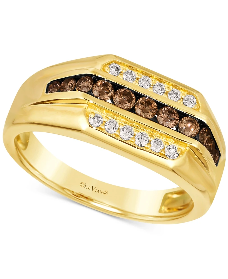 Le Vian Men's Chocolate Diamond & Nude Diamond Three Row Ring (5/8 ct. t.w.) in 14k Gold