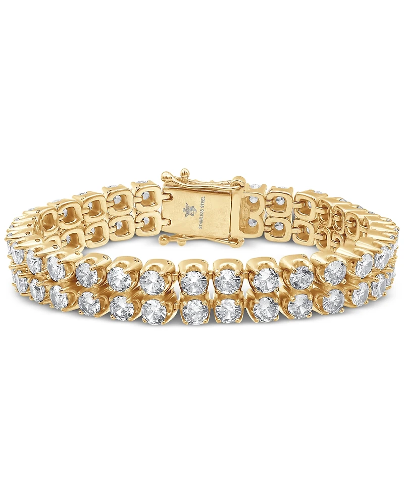Blackjack Men's Cubic Zirconia Double Row Tennis Bracelet in Black Ion-Plated Stainless Steel
