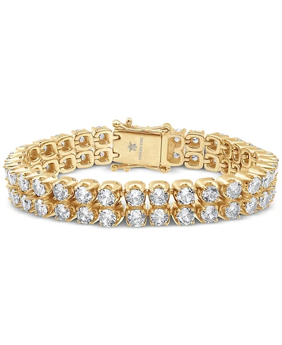 Blackjack Men's Cubic Zirconia Double Row Tennis Bracelet in Black Ion-Plated Stainless Steel