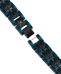 Blackjack Men's Watch Link Bracelet Blue and Black Ion-Plated Stainless Steel