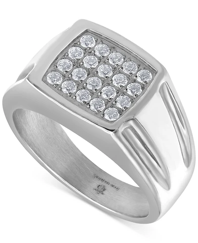 Blackjack Men's Cubic Zirconia Cluster Ring Set in Black Ion-Plated Stainless Steel